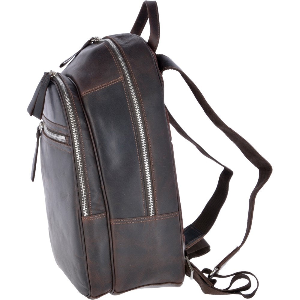 Unisex Leather Oily Hunter Backpack Brown : 1663