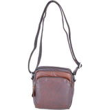 Leather Vintage Small Flight Shoulder Bag Brandy: F-81