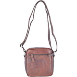 Leather Vintage Small Flight Shoulder Bag Brandy: F-81