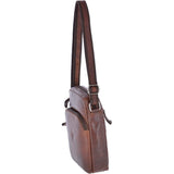 Leather Vintage Medium Flight Shoulder Bag Brandy: F-82
