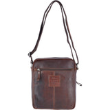 Leather Vintage Medium Flight Shoulder Bag Brandy: F-82