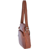 Leather Vintage Medium Flight Shoulder Bag Tan: F-82