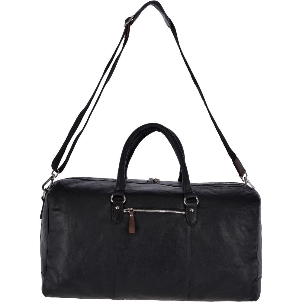 Large Leather Vintage Holdall Black/mud : F-87
