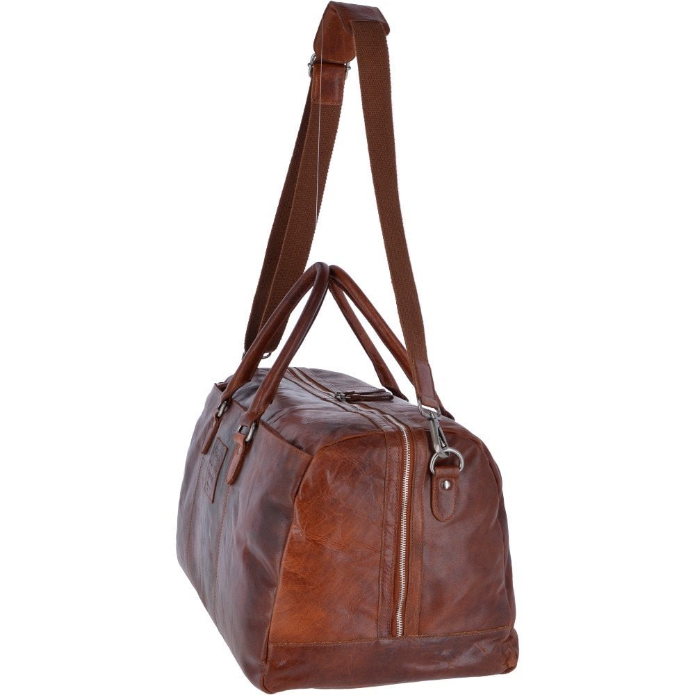 Large Leather Vintage Holdall Tan: F-87
