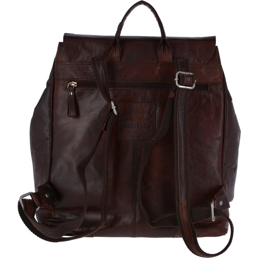 Unisex Leather Vintage Backpack Brandy : F-86