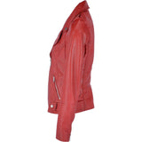 Leather Biker Jacket Red: RUTH