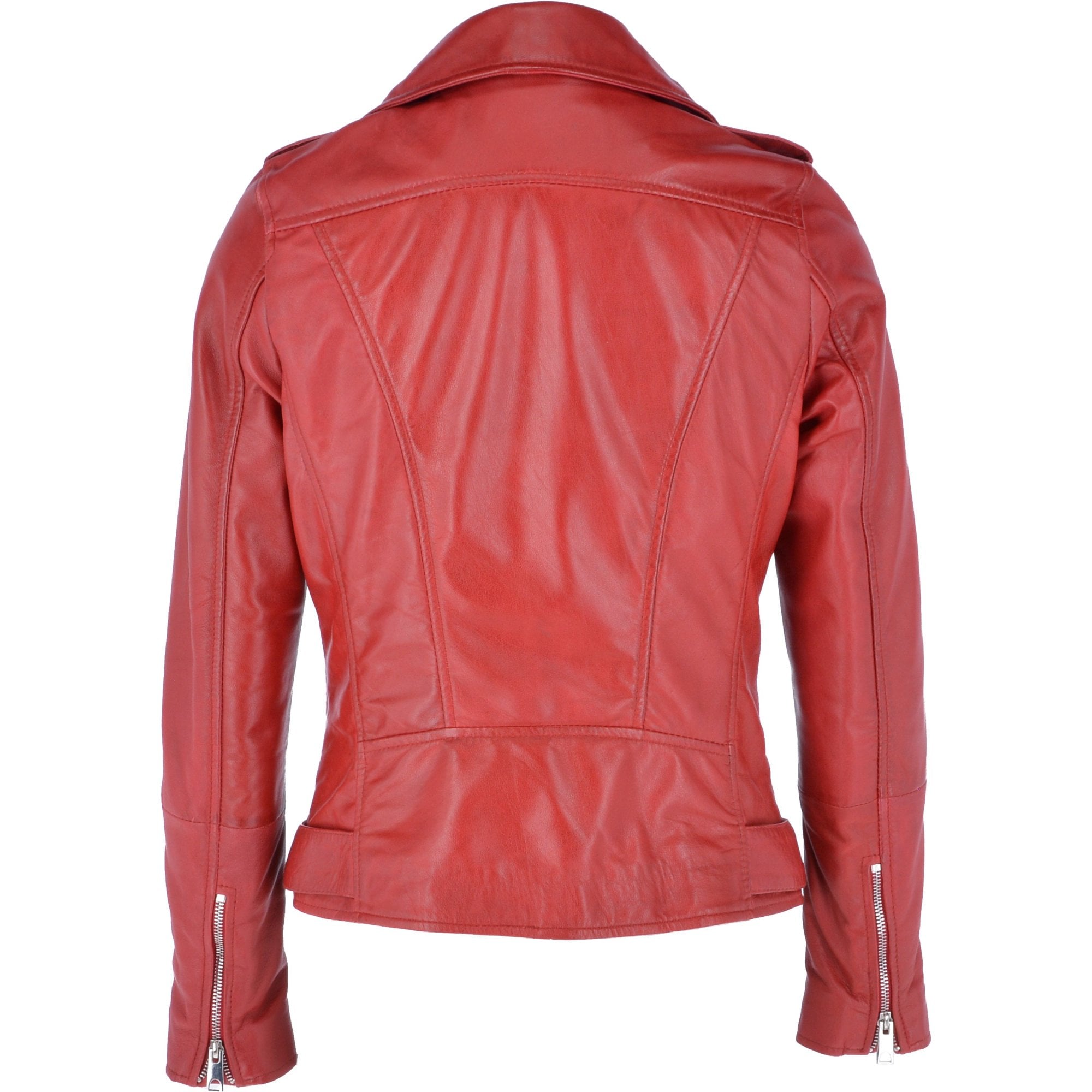 Leather Biker Jacket Red: RUTH