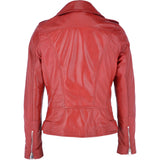 Leather Biker Jacket Red: RUTH