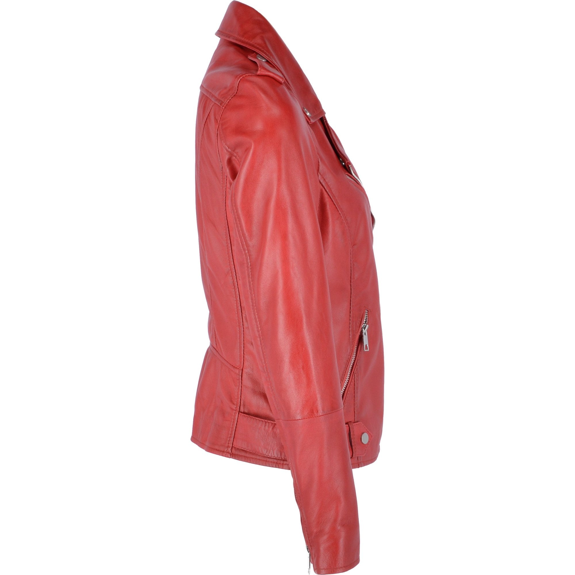 Leather Biker Jacket Red: RUTH