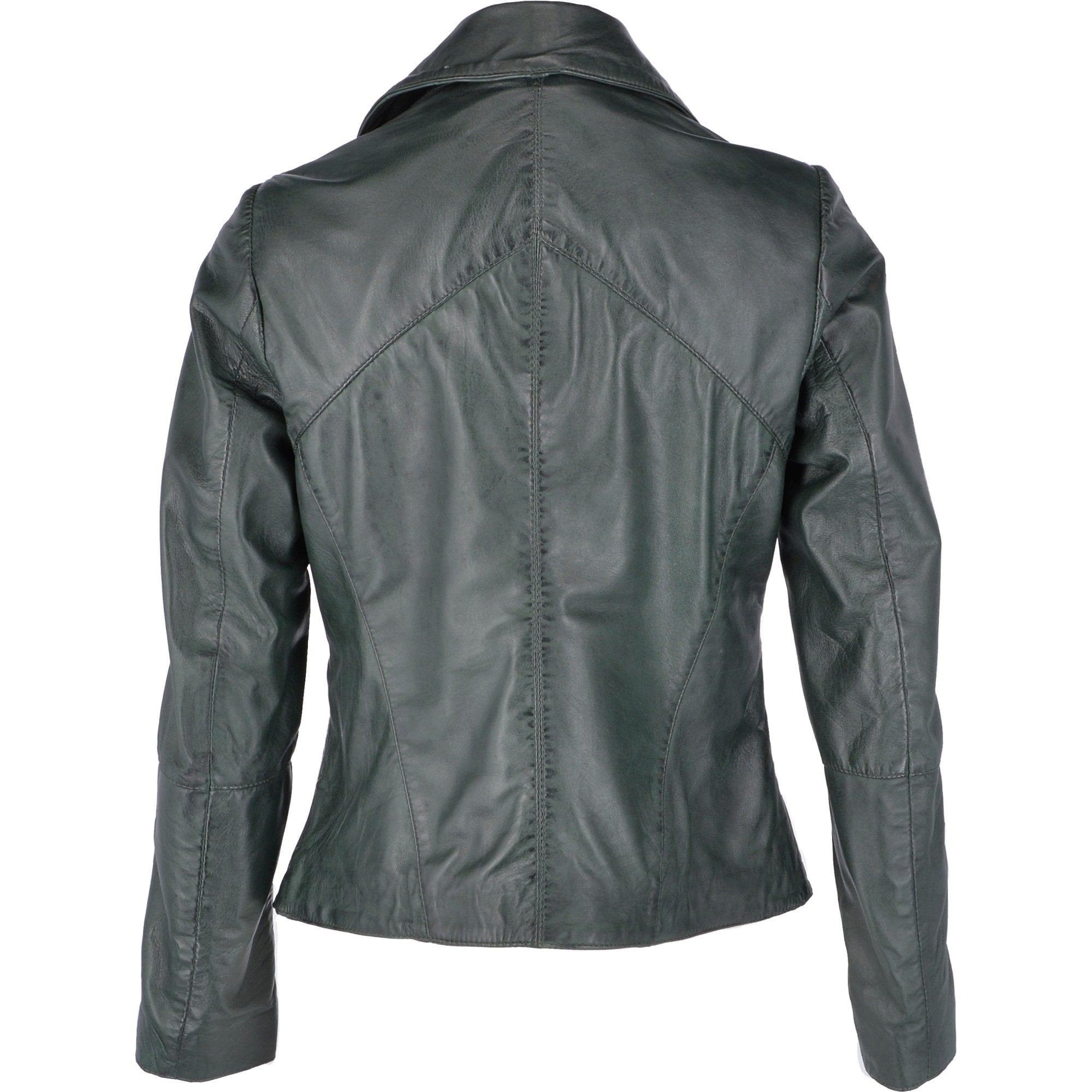 Leather Biker Jacket Green: JAIN