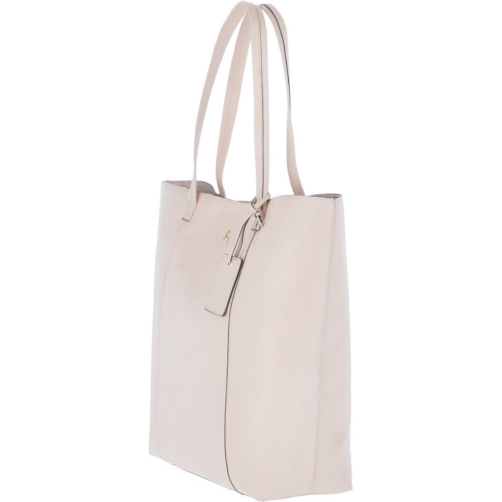 Women's Large Leather Shopper Tote Bag Panna Cota Cream : 61911