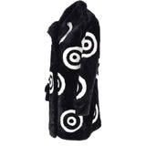 Sheepskin Coat With Roundel Detail Black/ White: D-LOOK-8