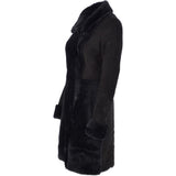 Ladies  Suede Sheepskin Coat Black: 30199