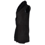3/4 Length Toscana Suede Leather Gilet Black :  Nekhii