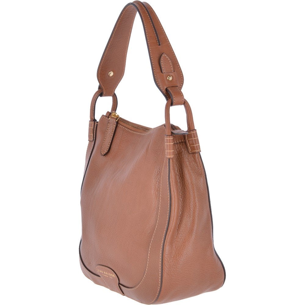 The Bridge Full Grain Italian Leather Hobo Bag Havana Gold - 040735 1P 2C NH
