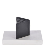 Vegetable Tanned Leather Classic 8 Card Bill Fold  Wallet Black : 1211-VT