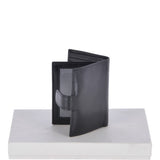 Vegetable Tanned Flip Side 6 card, ID & Coins Dual Bill fold Tab Leather Wallet Black : 1246-VT