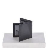 Vegetable Tanned 8 Card, ID & Coins & Zip Billfold Tab Leather Wallet Black : 1258-VT
