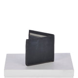 Cow Waxy Leather Classic 8 Card Bill-Fold Wallet Black : 1551