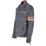 Vintage Leather Biker Jacket Blue/ Black: 2599