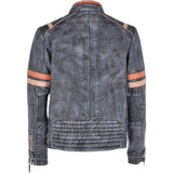 Vintage Leather Biker Jacket Blue/ Black: 2599