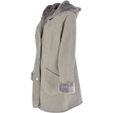 Womens Suede Sheepskin Hooded Coat Grey: KB-10285