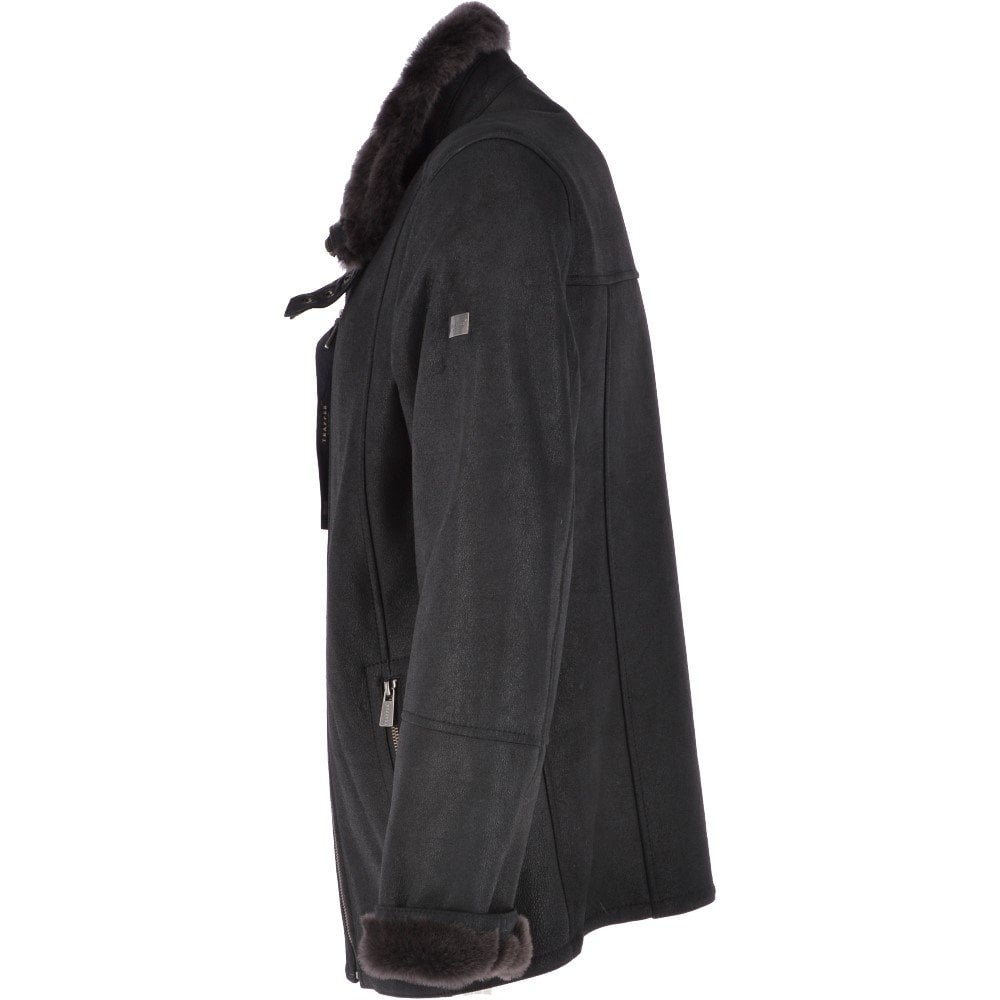 Leather Sheepskin Flying Jacket Black: Anton