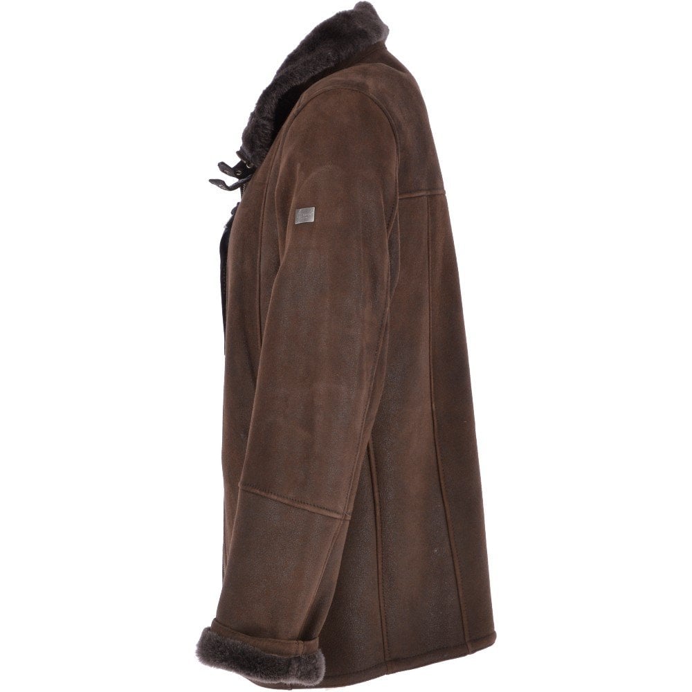 Leather Sheepskin Flying Jacket Brown: Anton