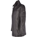 Leather Coat With Detachable Collar Black : Carl