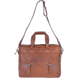 Leather Vintage Laptop Work Bag Tan: F-83
