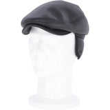 One Piece Sheepskin Leather Flat Cap Black: 04K