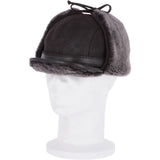 Leather Hunting Trapper Hat With Sheepskin Fur Brown Brissa: 018S
