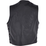 Men's Leather Embossed Laced Waistcoat Black: W/COAT INDIAN