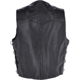 Men's Leather  Laced Waistcoat Black: W/COAT LACE PLAIN