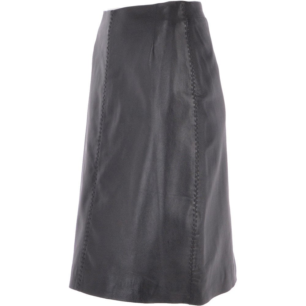 Women's Leather Pencil Skirt  Black : V2 Knee