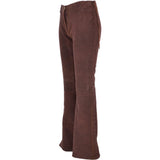 Women's Flared 60's Suede Leather Jeans Brown Suede: 35857