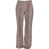 Women's Flared 60's Snake Print Leather Jeans Beige: 4053