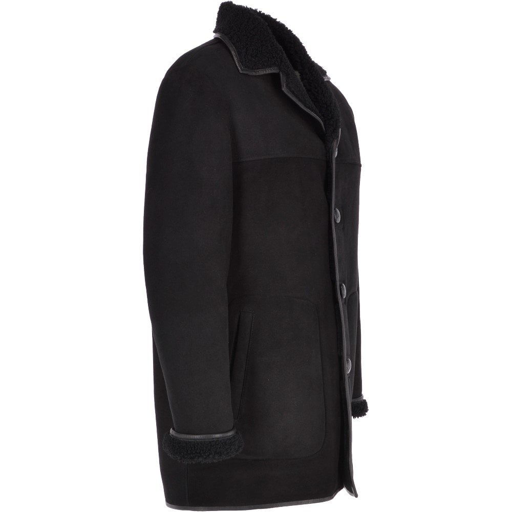 Mens Classic Sheepskin Coat Black: KE 884 BOX