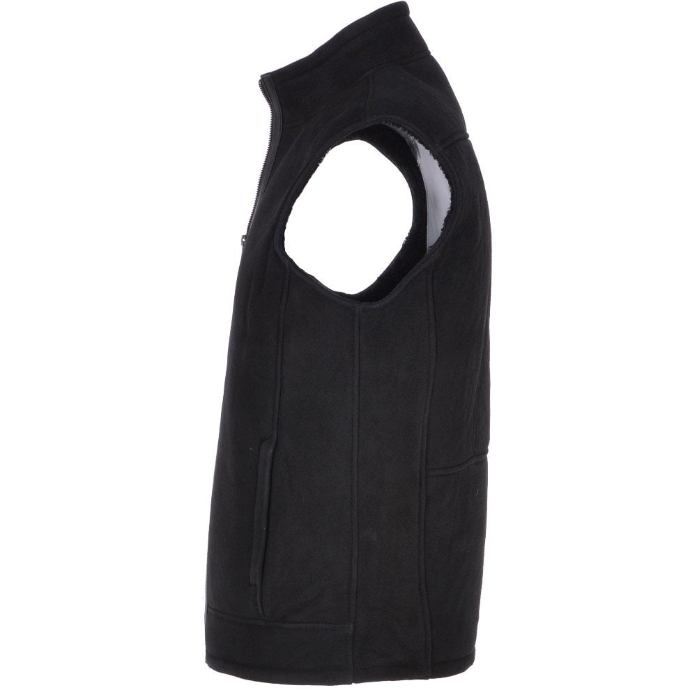 Men's Leather Sheepskin Gilet Black: KE YELEK 1