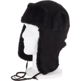 Unisex Sheepskin Trapper Hat Black: 208