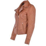 Short Biker Jacket Cognac: MAJESTIC