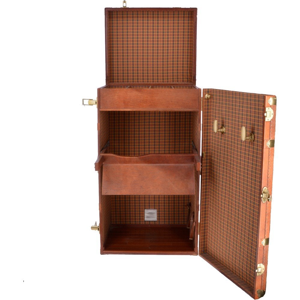 The Bridge Vintage Large Italian Vegetable Tanned Leather Saddle Trunk Brown: 8840401