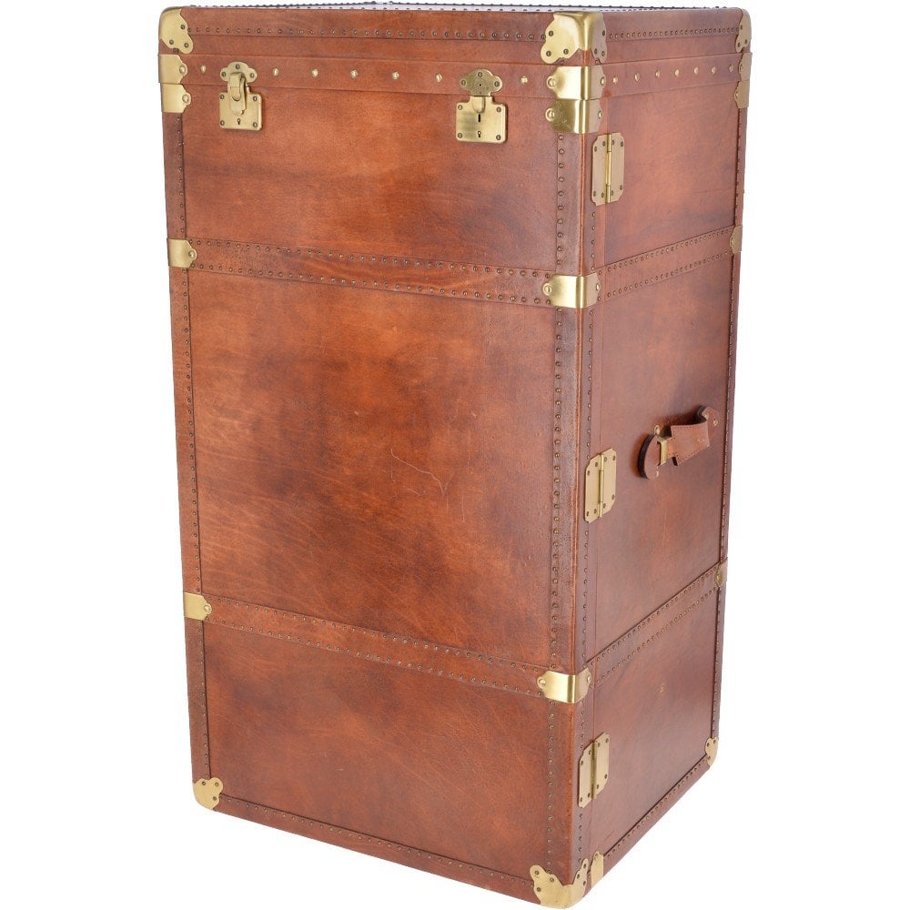 The Bridge Vintage Large Italian Vegetable Tanned Leather Saddle Trunk Brown: 8840401