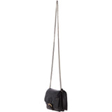 Vintage Mini Leather Cross Body Shoulder Bag With Chain Strap Black  – G27