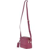 Zip Around 2 Section Small Leather Cross Body Bag Fuchsia – 62103