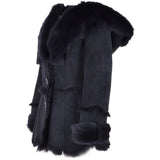 Toscana Long Haired Shearling Jacket With Large Hood Ombre Blue: KB 32 HOODED