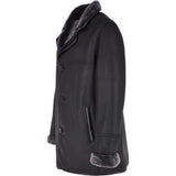 Luxury 4 Button Single Breasted  Sheepskin Coat Black: KE-223