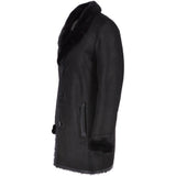 Luxury 4 Button Single Breasted Mink Collar and Sheepskin Coat Black: KE-224 MINK