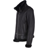 Mens Luxury Shearling Flying Jacket Black: NEON