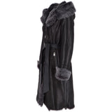Toscana Longhaired Hood And Belted Shearling Coat Black/ Brissa: LP 24